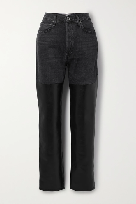 유럽직배송 에이골디 AGOLDE &#039;90s Pinch Waist recycled leather-paneled high-rise straight-leg jeans 17411127375815220