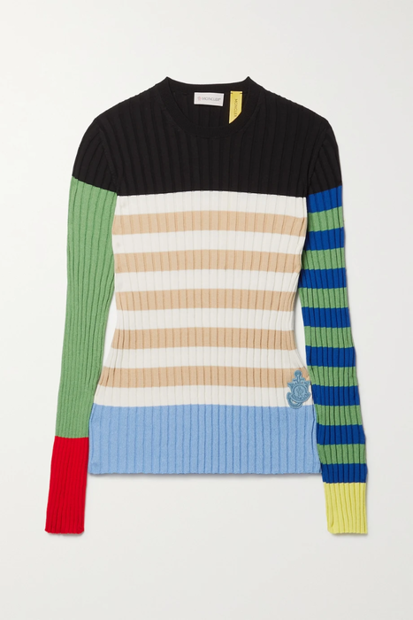 유럽직배송 몽클레어 지니어스 MONCLER GENIUS + 1 JW Anderson color-block ribbed cotton-blend sweater 10163292707235636