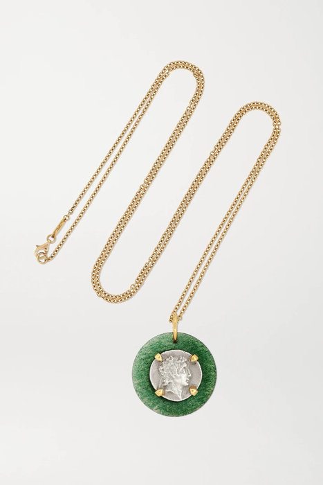 유럽직배송 두비니 목걸이 DUBINI Ariarathes VII 18-karat gold, silver and aventurine necklace 17476499599303422