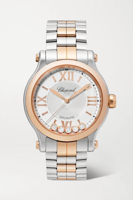 유럽직배송 쇼파드 CHOPARD Happy Sport Automatic 33mm 18-karat rose gold, stainless steel and diamond watch 11452292647466645