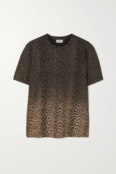 유럽직배송 생로랑 티셔츠 SAINT LAURENT Ombré leopard-print cotton-jersey T-shirt 2204324140403477