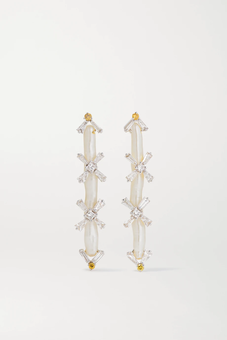 유럽직배송 비나고엔카 귀걸이 Bina Goenka 18-karat white gold, pearl and diamond earrings 2204324139864187