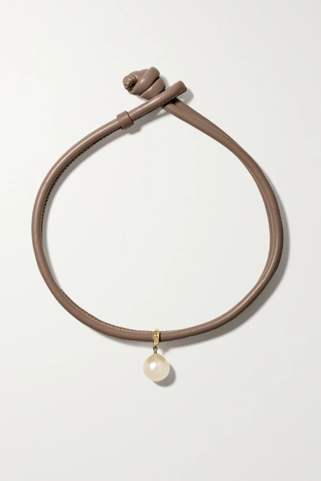 유럽직배송 미즈키 목걸이 MIZUKI Convertible 14-karat gold, leather and pearl necklace 6630340696268217