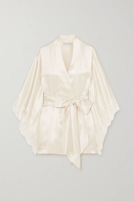 유럽직배송 카린길슨 로브 CARINE GILSON Belted silk-satin and Chantilly lace robe 29419655932477520