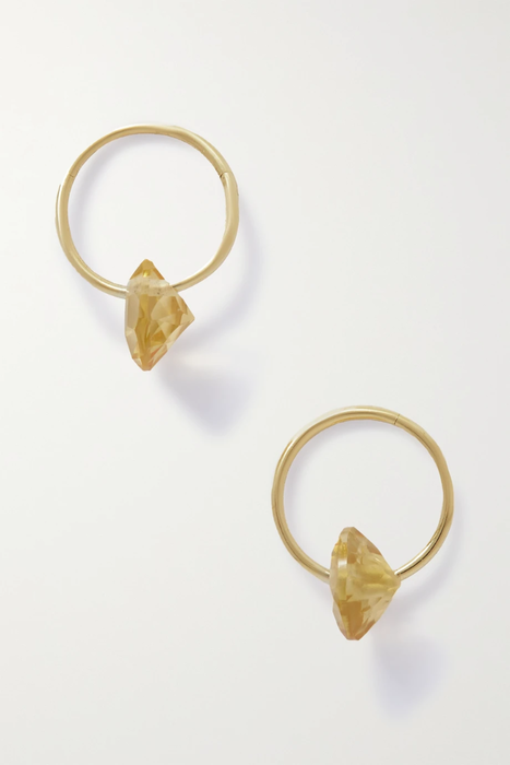 유럽직배송 BY PARIAH Fine Gem recycled gold citrine hoop earrings 29419655932595136