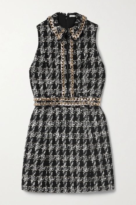 유럽직배송 앨리스앤올리비아 미니원피스 ALICE + OLIVIA Ellis chain-embellished checked tweed mini dress 25185454455893049