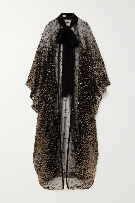 유럽직배송 엘리 사브 ELIE SAAB Draped sequin-embellished silk-blend tulle cape 11452292646093375