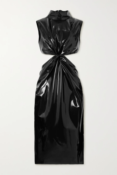 유럽직배송 생로랑 원피스 SAINT LAURENT Knotted cutout latex dress + Latex Care cleaning kit 3 x 30ml bottles (Vividress, Vivishine, Viviclean) 31432202865202734