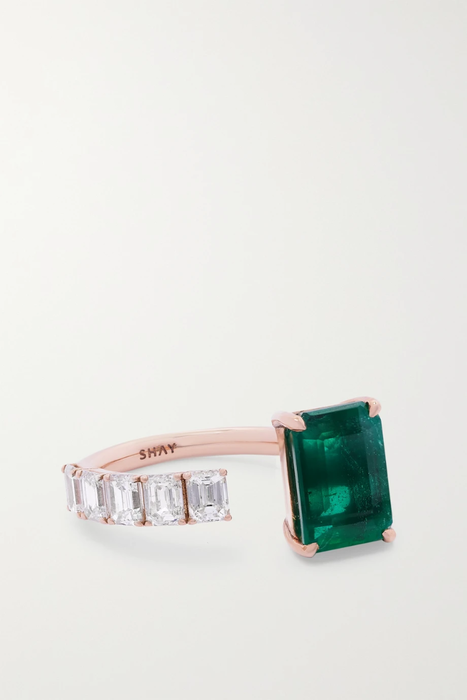 유럽직배송 SHAY 18-karat rose gold, emerald and diamond ring 10163292707777635