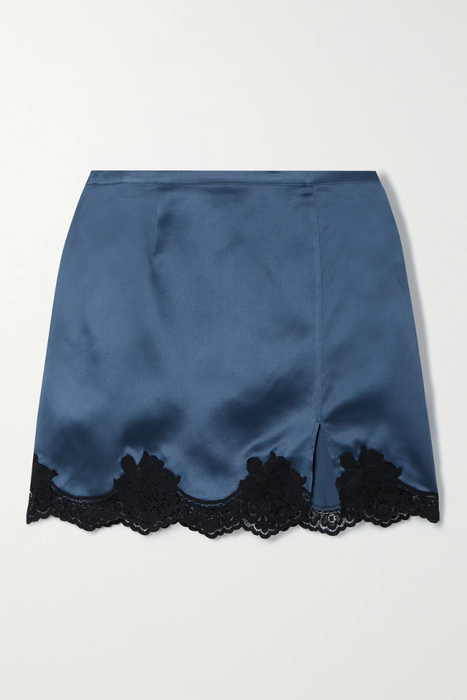 유럽직배송 플뢰르드말 미니스커트 FLEUR DU MAL James lace-trimmed washed silk-satin mini skirt 24772899113305883