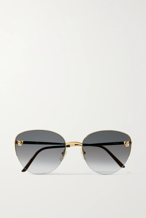 유럽직배송 CARTIER EYEWEAR Panthère de Cartier round-frame gold-tone sunglasses 27086482324299853