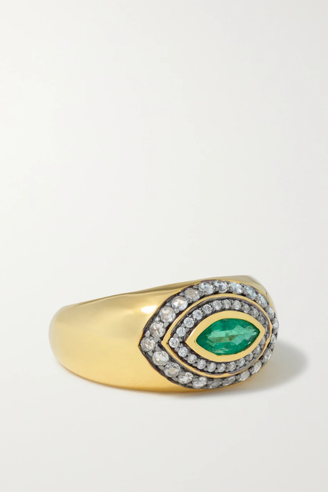 유럽직배송 SORELLINA Axl 18-karat gold, diamond and emerald ring 11452292647457006