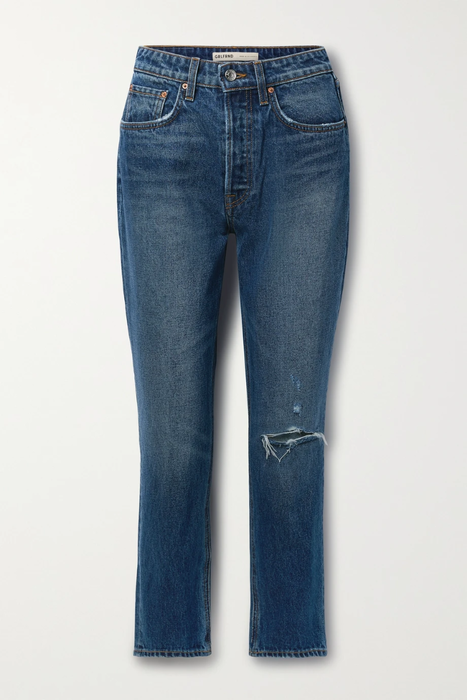 유럽직배송 걸프렌드 청바지 GRLFRND Karolina cropped distressed high-rise straight-leg jeans 33258524072645162