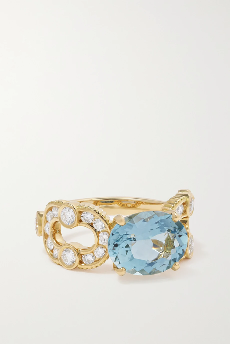 유럽직배송 빌티에 반지 VILTIER Magnetic Enchainée 18-karat gold, aquamarine and diamond ring 24062987016678367