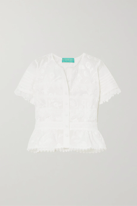 유럽직배송 웨이마리 블라우스 WAIMARI + NET SUSTAIN Malaga guipure lace-trimmed embroidered cotton-voile blouse 27086482324418642