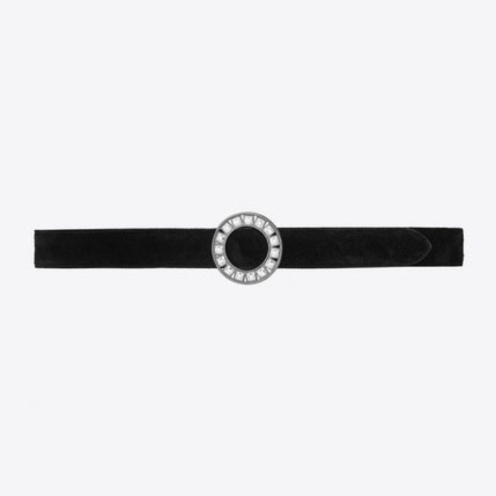 유럽직배송 입생로랑 SAINT LAURENT RONDE belt in suede with round buckle in crystals 592878CGXTD1067