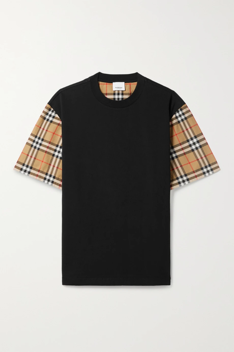 유럽직배송 버버리 티셔츠 BURBERRY + NET SUSTAIN checked poplin-trimmed cotton-jersey T-shirt 11452292645865587