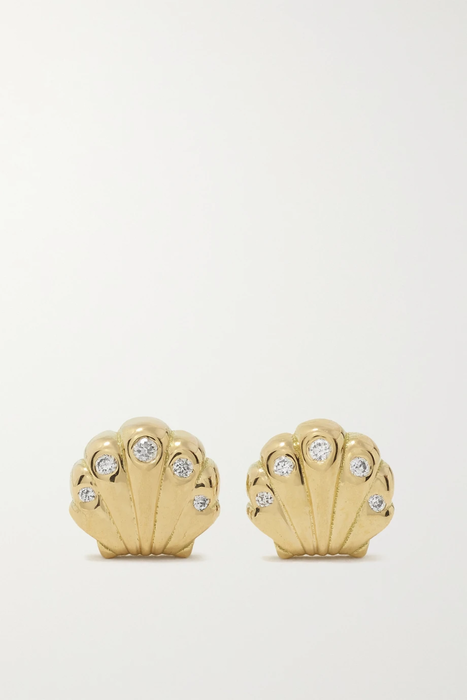 유럽직배송 브렌트 닐 귀걸이 BRENT NEALE Tiny Shell 18-karat gold diamond earrings 22250442026397913