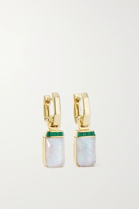 유럽직배송 STEPHEN WEBSTER CH₂ Tablet Twister 18-karat gold, quartz and emerald earrings 27086482324502792