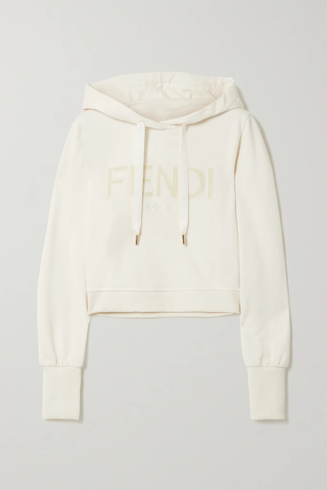 유럽직배송 펜디 후디 FENDI Cropped appliquéd embroidered cotton-jersey hoodie 24772899113410894