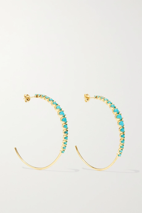 유럽직배송 제니퍼메이어 귀걸이 JENNIFER MEYER 18-karat gold turquoise hoop earrings 18706561955907239
