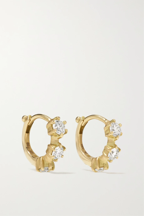 유럽직배송 제이드트라우 귀걸이 JADE TRAU Kismet mini 18-karat gold diamond hoop earrings 24772899113066938