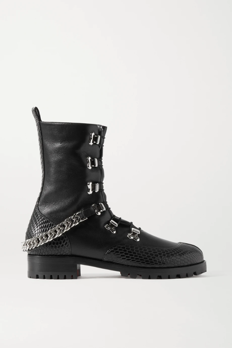유럽직배송 크리스찬루부탱 앵클부츠 CHRISTIAN LOUBOUTIN 20 chain-embellished smooth and lizard-effect leather ankle boots 26191867424541935