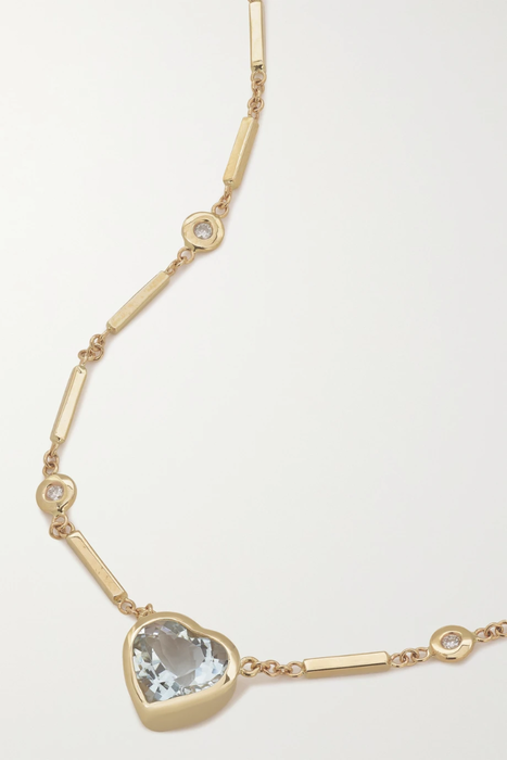 유럽직배송 잭키에이슈 목걸이 JACQUIE AICHE 14-karat gold, aquamarine and diamond necklace 27086482324887593