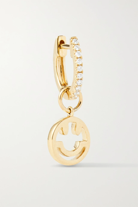 유럽직배송 록산느퍼스트 귀걸이 ROXANNE FIRST 14-karat gold diamond single hoop earring 30629810019790155