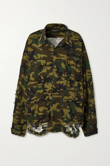 유럽직배송 발렌시아가 자켓 BALENCIAGA Oversized distressed camouflage-print cotton jacket 32027475399737022