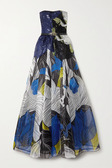 유럽직배송 엘리사브 ELIE SAAB Strapless sequin-embellished printed organza gown 24772899113159478