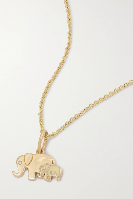유럽직배송 시드니에반 목걸이 SYDNEY EVAN Elephant Family 14-karat gold, enamel and diamond necklace 17411127376972563