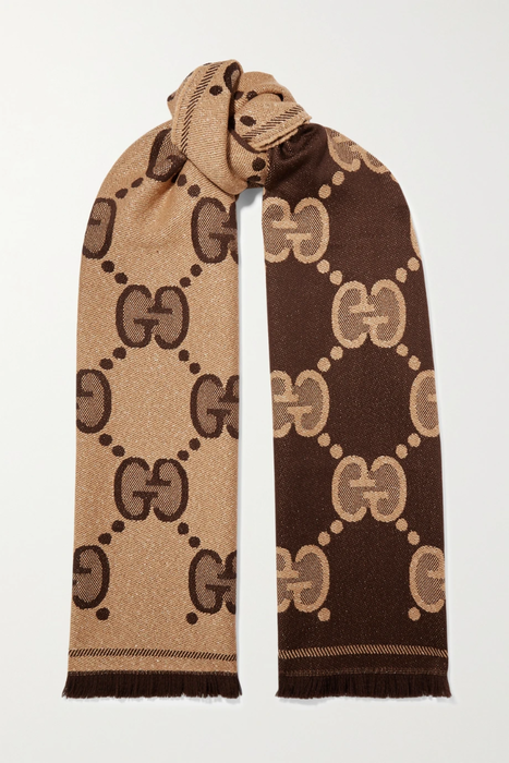 유럽직배송 구찌 스카프 GUCCI Fringed metallic jacquard-knit wool-blend scarf 29419655932625051