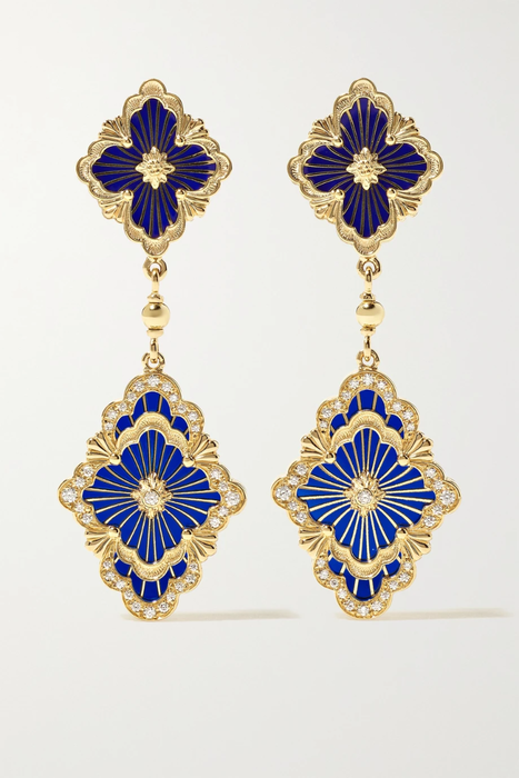 유럽직배송 부첼라티 귀걸이 BUCCELLATI Opera Tulle 18-karat gold, enamel and diamond earrings 13452677153260380