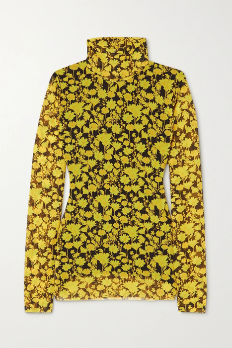 유럽직배송 가니 GANNI Floral-print recycled stretch-mesh turtleneck top 13452677153213357