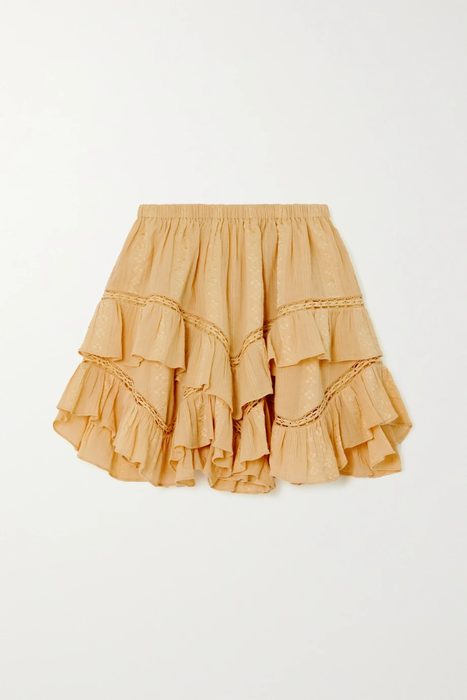 유럽직배송 이자벨마랑에뚜왈 스커트 ISABEL MARANT ÉTOILE Jocadia lace-trimmed ruffled embroidered cotton-blend skirt 24665545640601121
