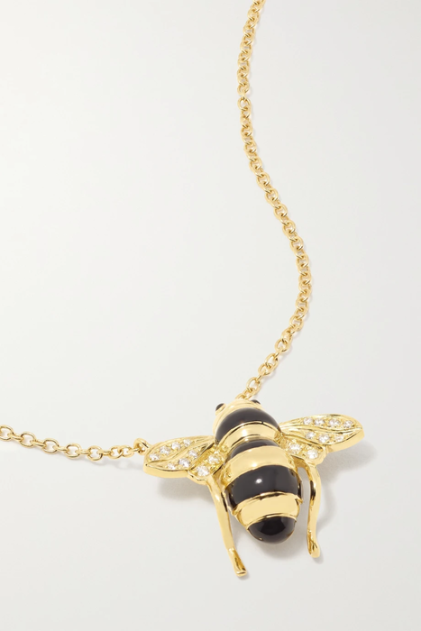 유럽직배송 SABBADINI Baby Bee 18-karat gold, lacquer and diamond necklace 38063312418059031