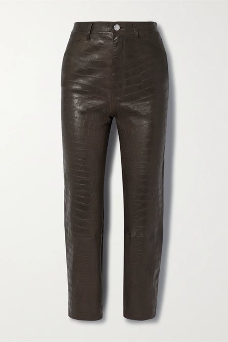 유럽직배송 SPRWMN Croc-effect leather straight-leg pants 27086482323077963