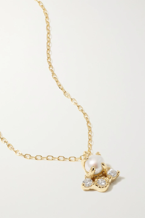 유럽직배송 마테오 목걸이 MATEO The Little Things 14-karat gold, diamond and pearl necklace 34344356237475471