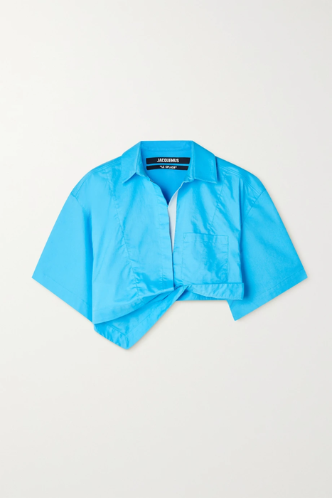유럽직배송 자크뮈스 JACQUEMUS Capri asymmetric cropped cotton-poplin shirt 33258524072444856