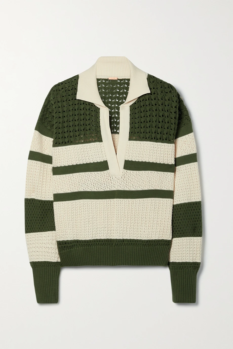 유럽직배송 요한나오르티츠 스웨터 JOHANNA ORTIZ + NET SUSTAIN Rise And Shine striped open-knit Pima cotton sweater 29419655931999305