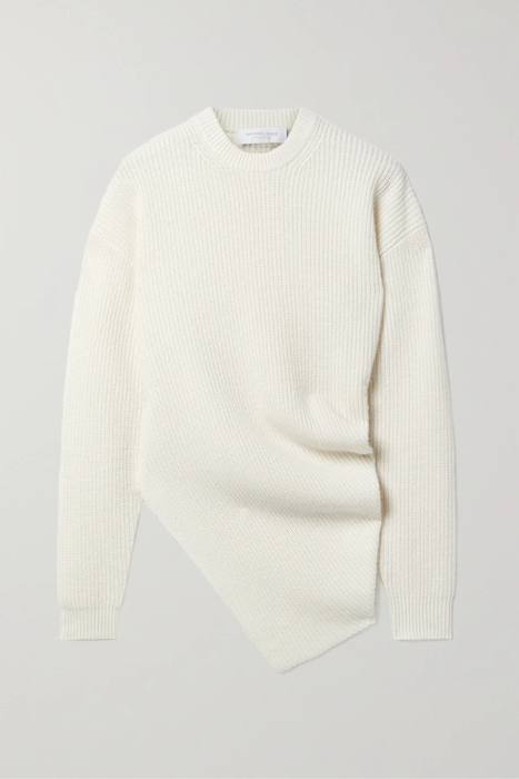 유럽직배송 마이클코어스콜렉션 스웨터 MICHAEL KORS COLLECTION Asymmetric ribbed cashmere and linen-blend sweater 29419655932420009