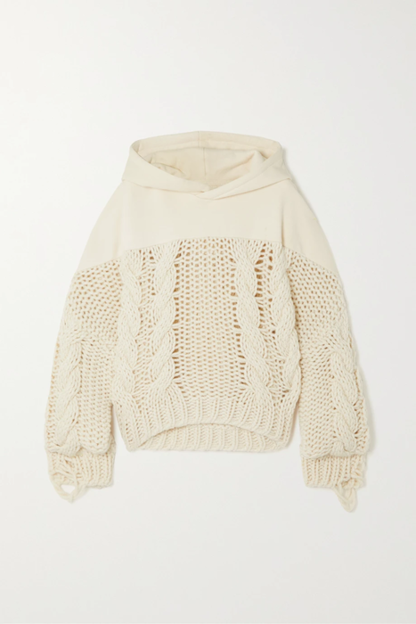 유럽직배송 아미리 후디 AMIRI Paneled cotton-jersey and cable-knit wool-blend hoodie 24772899113293297