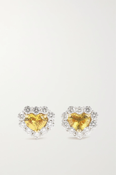 유럽직배송 BAYCO Platinum and 18-karat gold, sapphire and diamond clip earrings 28941591746159088