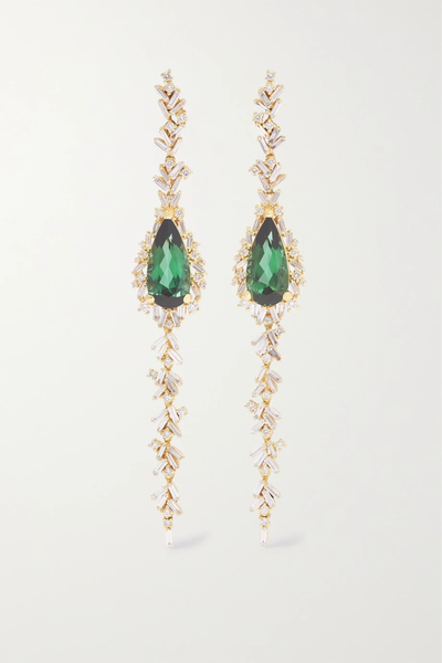 유럽직배송 수잔케일런 귀걸이 SUZANNE KALAN 18-karat gold, tourmaline and diamond earrings 29419655932164974