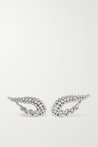 유럽직배송 YEPREM 18-karat white gold diamond earrings 36594538430049018