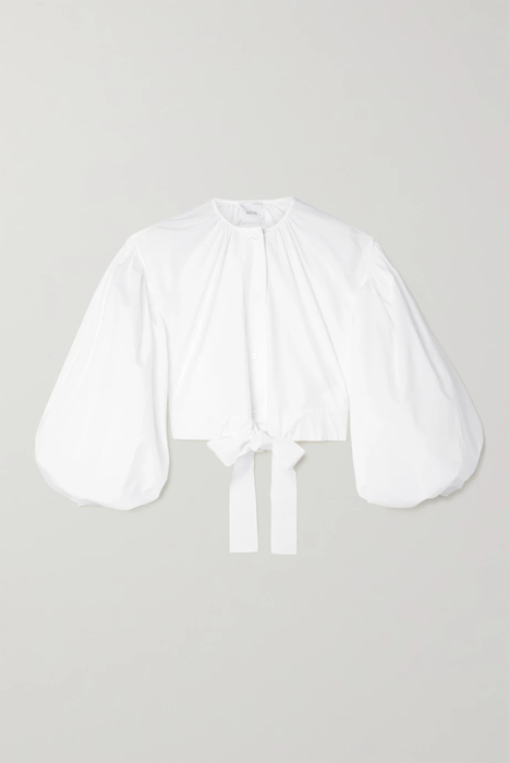 유럽직배송 파투 PATOU Cropped tie-front organic cotton-poplin blouse 38063312420704780