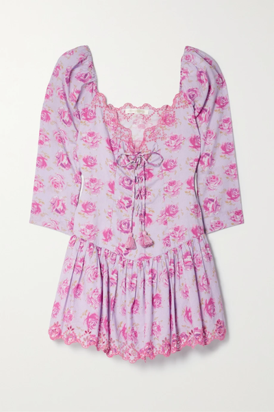 유럽직배송 러브샤크팬시 미니원피스 LOVESHACKFANCY Deeba tasseled floral-print broderie anglaise cotton mini dress 33258524072022214