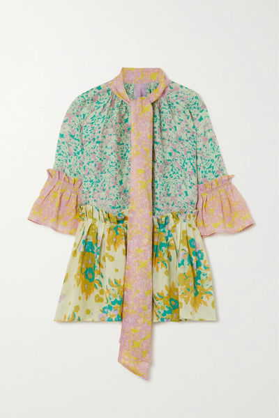 유럽직배송 YVONNE S Angelica ruffled floral-print linen mini dress 36093695689052355