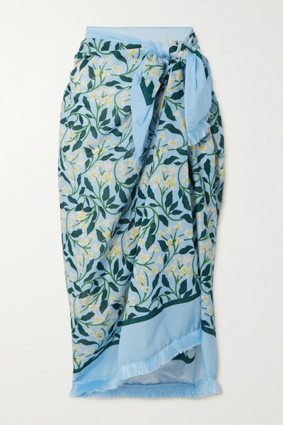 유럽직배송 아구아 바이 아구아 벤디타 AGUA BY AGUA BENDITA Lavanda frayed floral-print cotton and silk-blend pareo 36856120584973293